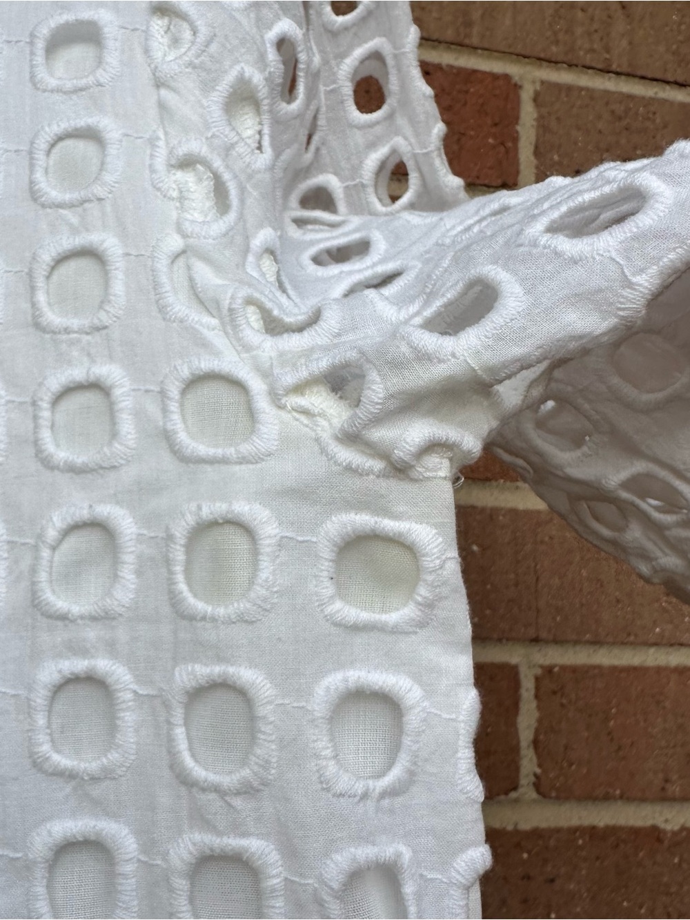 Anthropologie Wolven Eudora eyelet blouse top in white size 6 - Picture 4 of 8